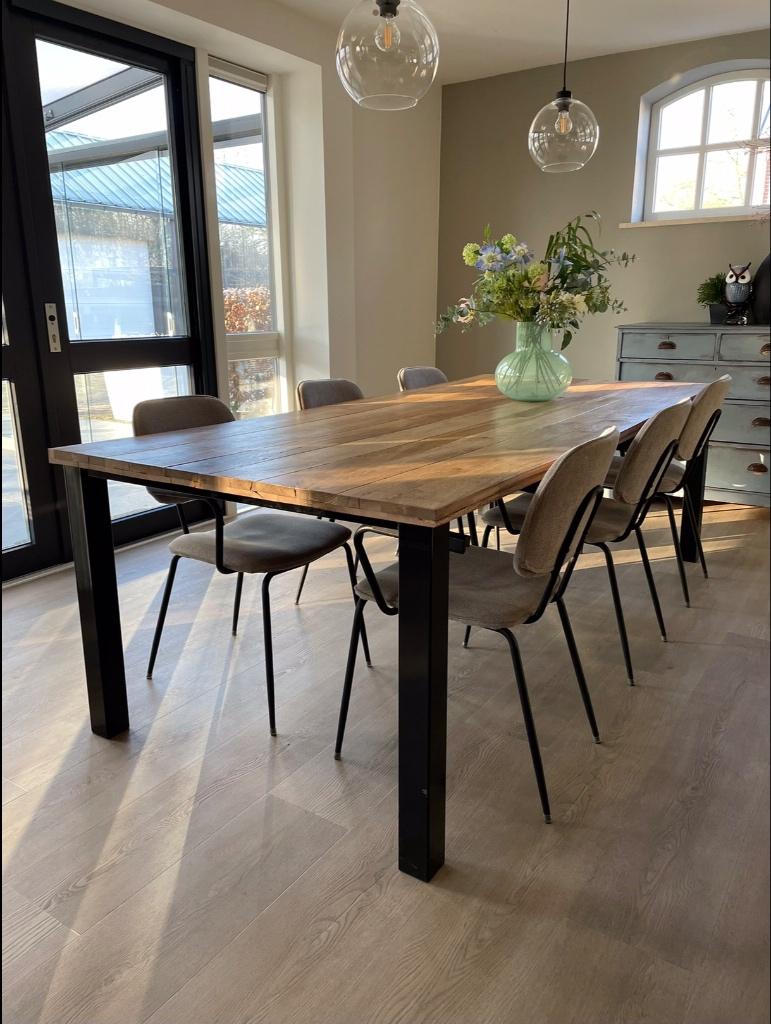 Mooie eiken houten tafel, Ophalen, Gebruikt, 100 tot 150 cm, Eikenhout