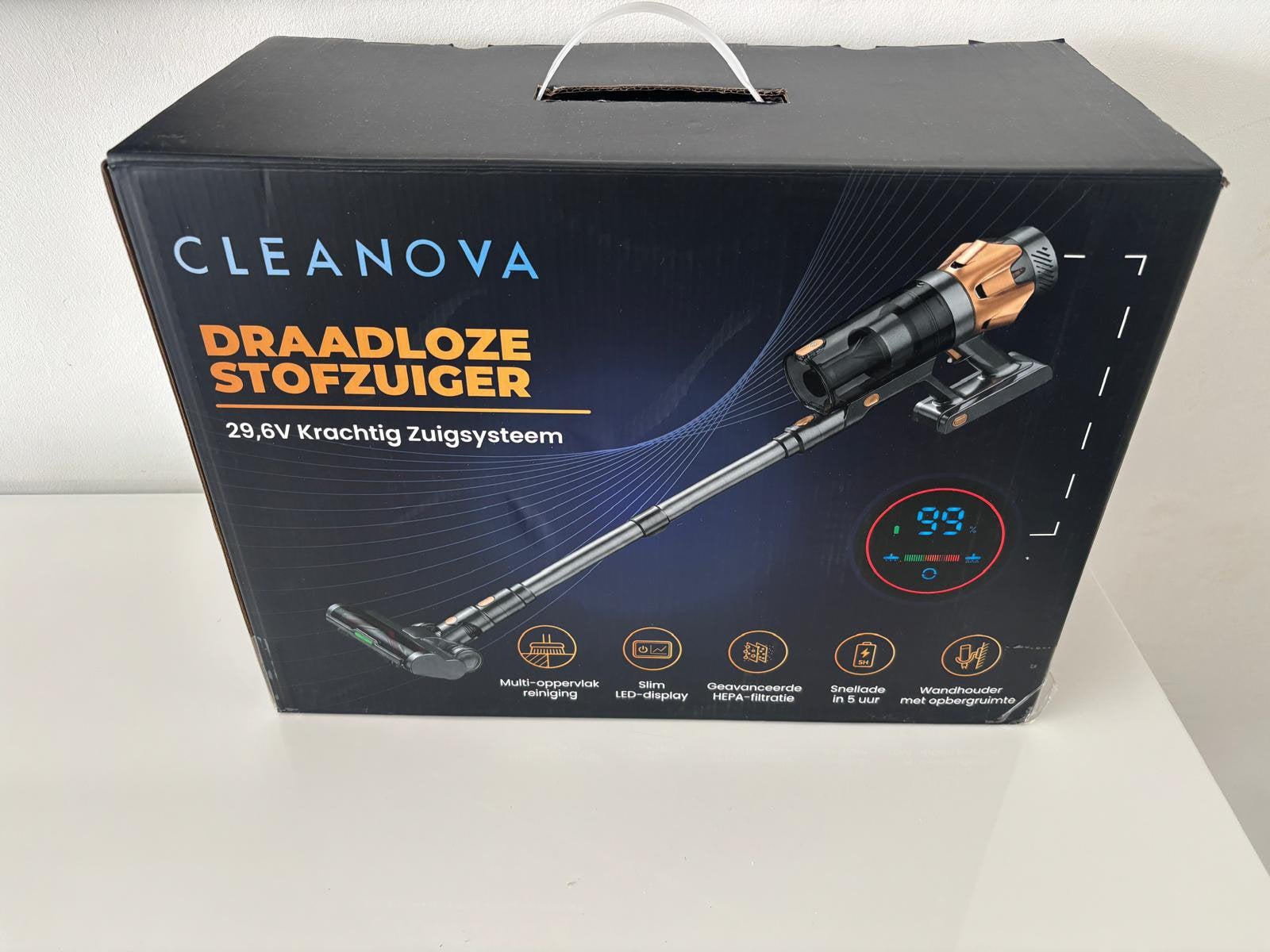 Cleanova Steelstofzuiger draadloos 500W 60minu kruimeldief, Stille werking, Nieuw, Ophalen of Verzenden, Minder dan 1200 watt