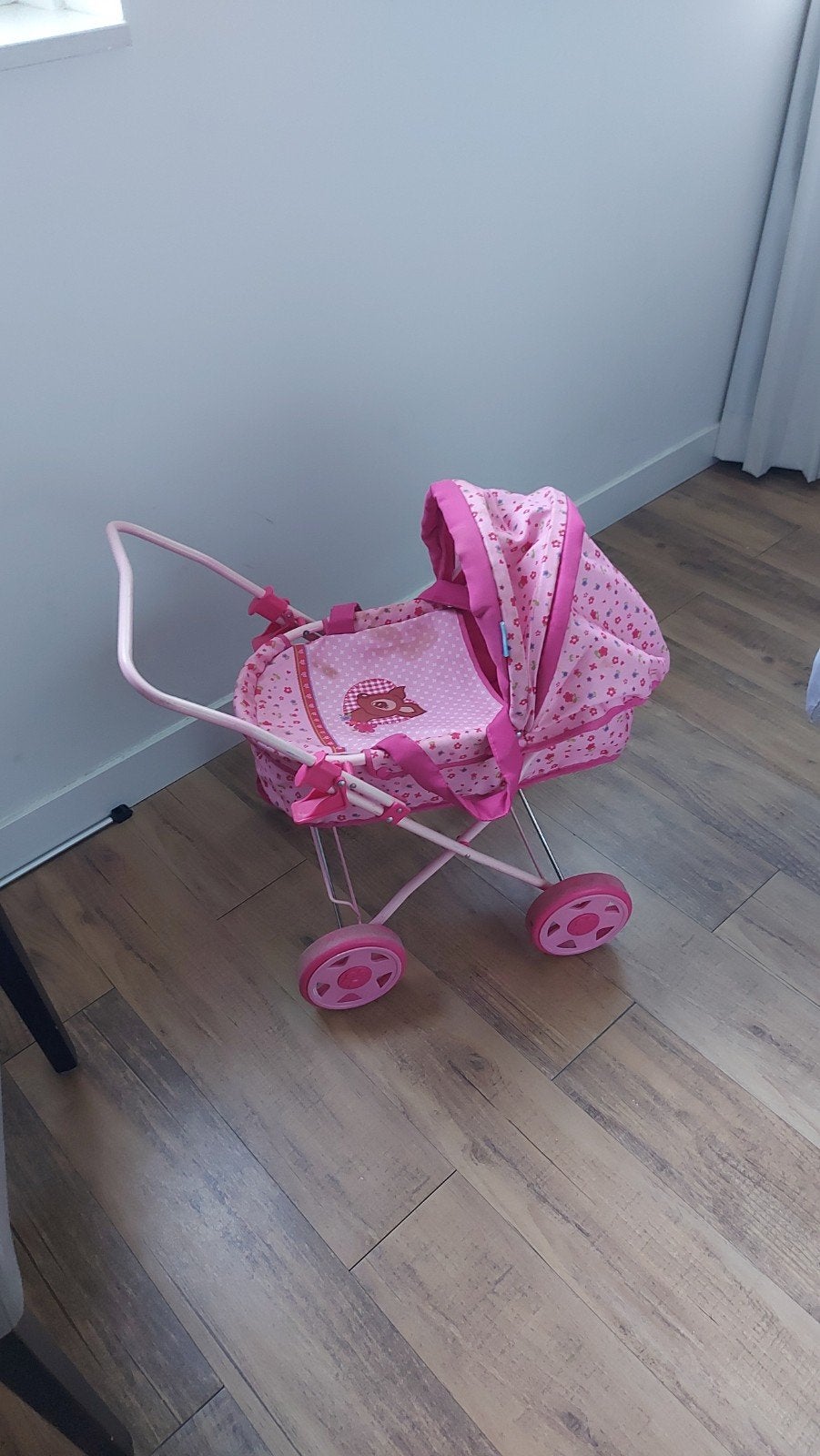 Roze poppenwagen met bloemenprint, Ophalen of Verzenden