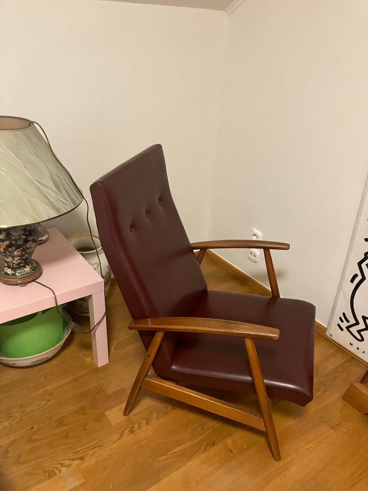 Vintage stoel met beuken frame in zeer goede staat, Ophalen