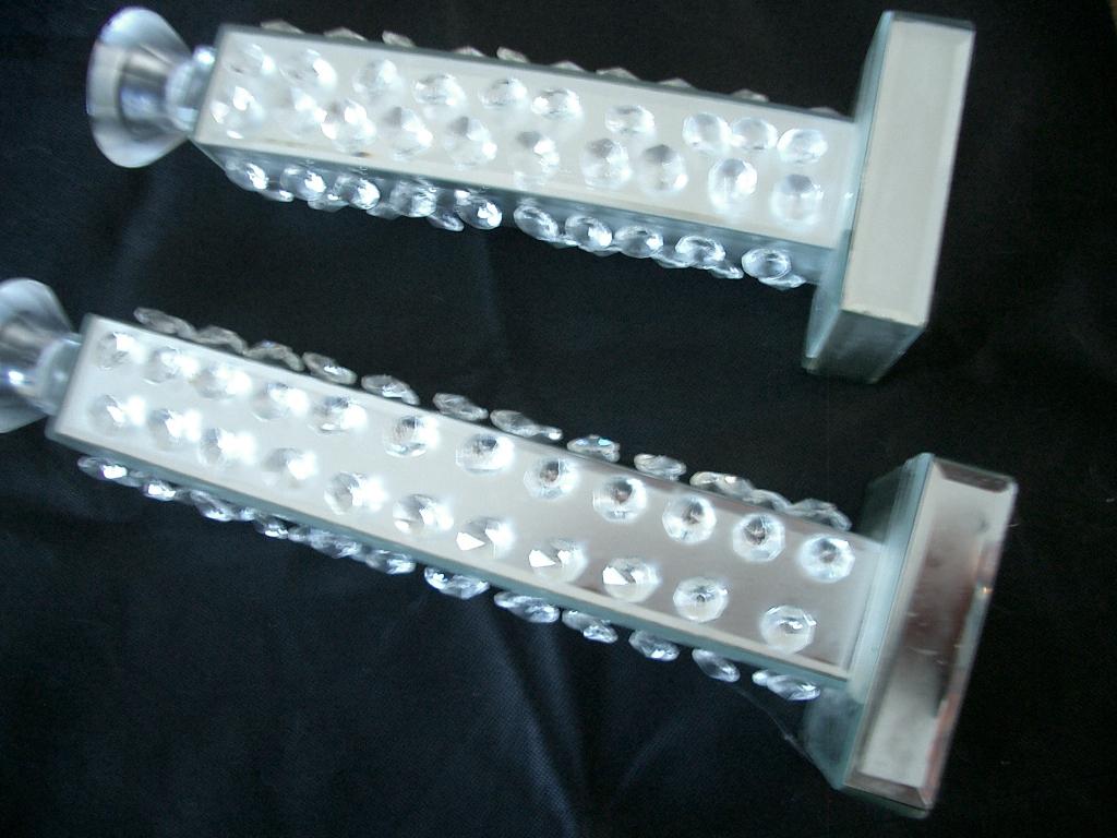 kandelaar kaars glas kristal vensterbank woonkamer decoratie, Overige materialen, 25 tot 50 cm, Wit, Ophalen of Verzenden