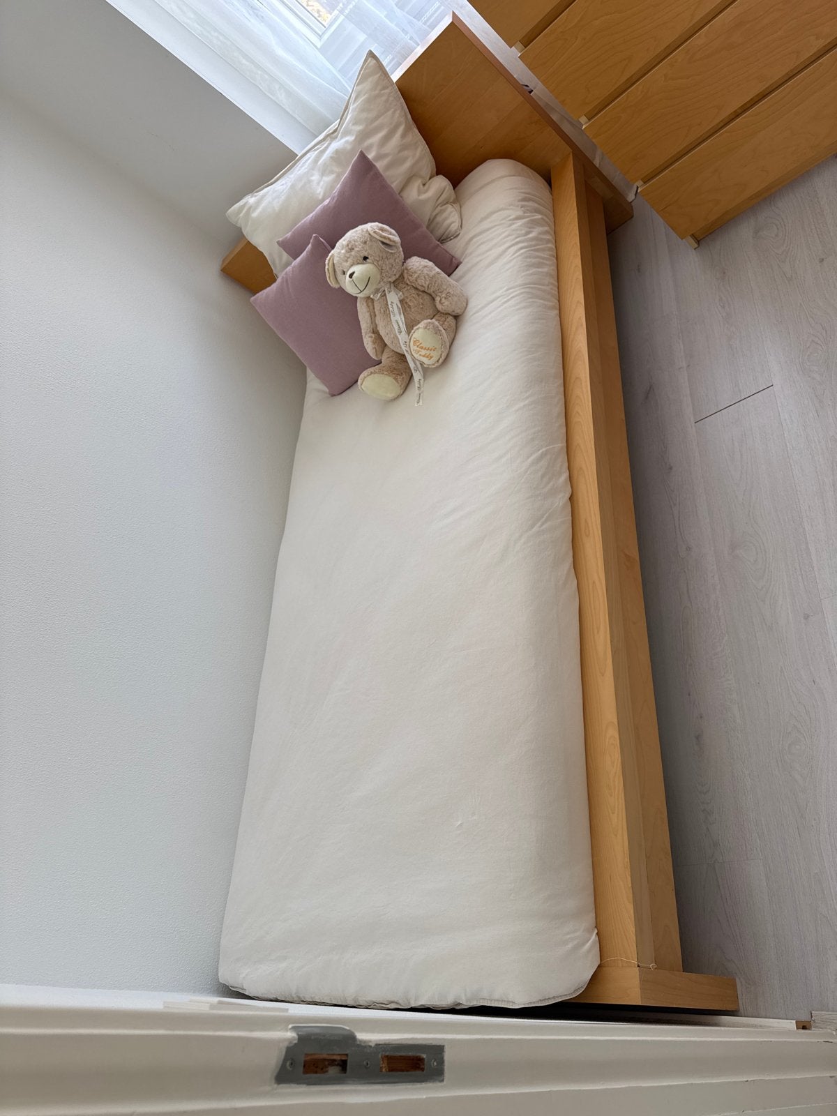 Houten eenpersoonsbed (210x107x30), Ophalen, Eenpersoons, 210 cm, Hout