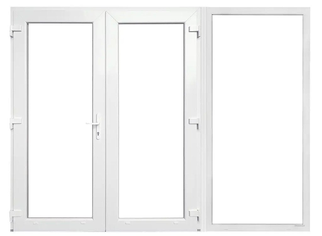 Kunststof Dubbele Deur Met Zijlicht 302,4 X 215 Cm Wit, Niet ingevuld, Kunststof, Niet ingevuld, Nieuw