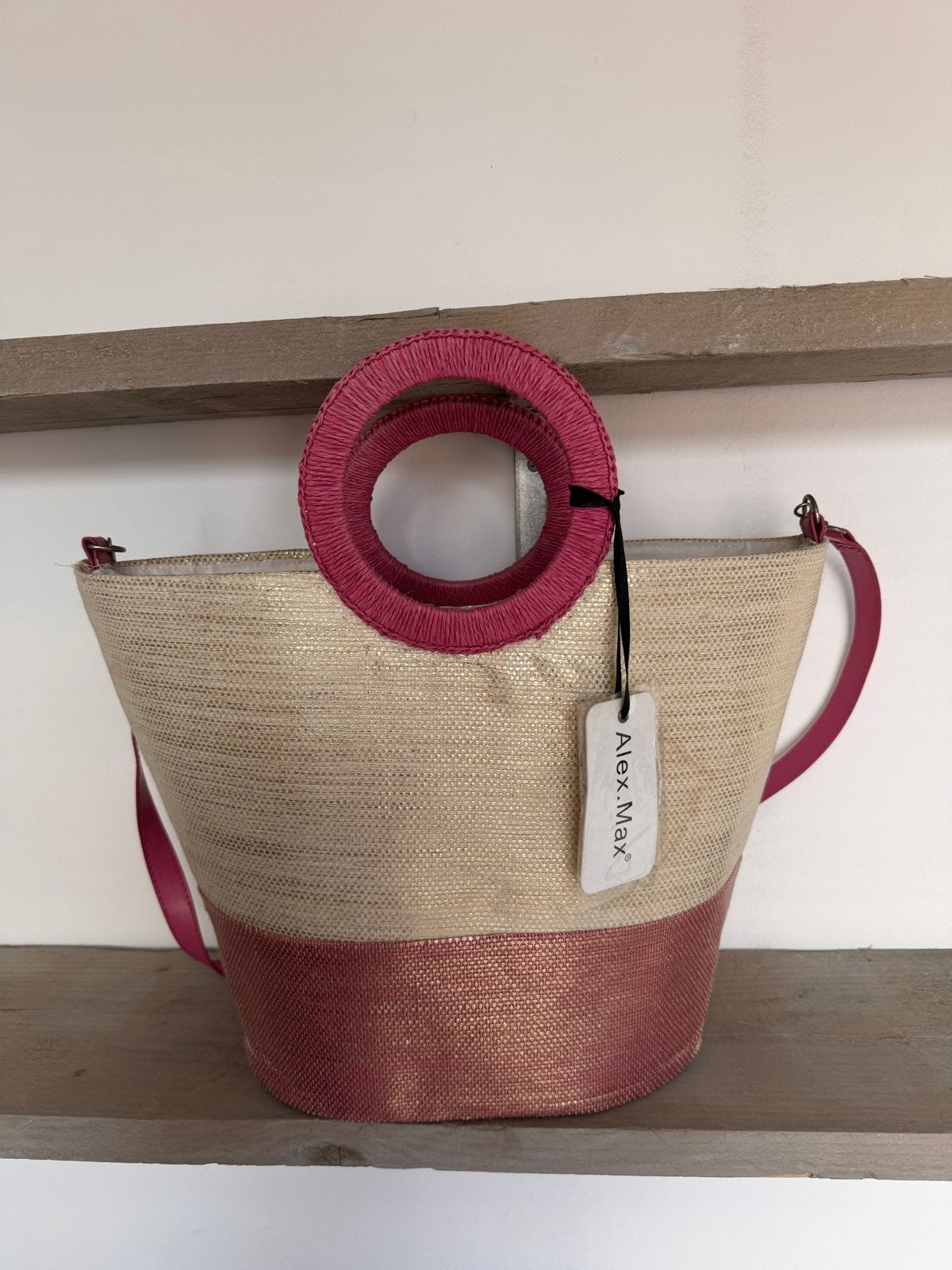 NIEUW - Alex Max zomertas / strandtas roze & crème, Ophalen of Verzenden, Nieuw, Roze, Shopper