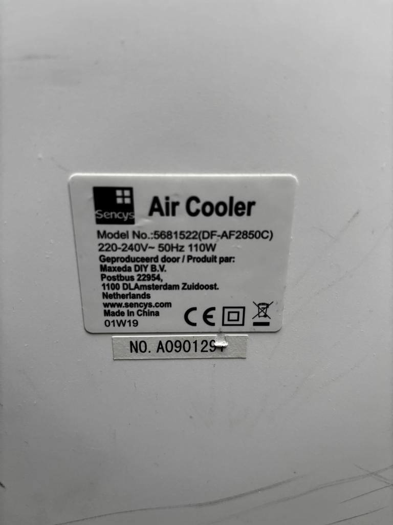 Sencys Air Cooler - Mobiele Airco met Ventilatie en Timer, Witgoed en Apparatuur, Airco's, Minder dan 60 m³, Timer, 3 snelheden of meer