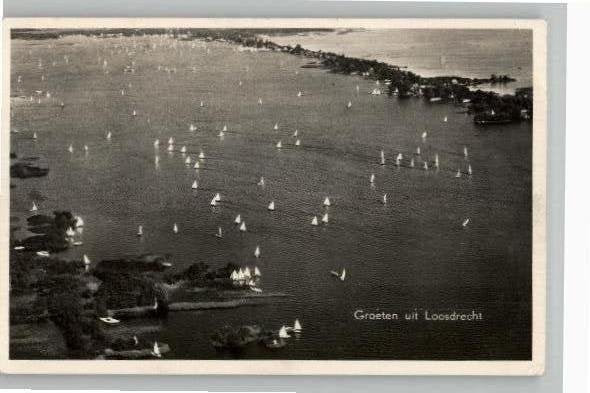 2 kaarten KLM luchtopname Loosdrechtse plassen 1959