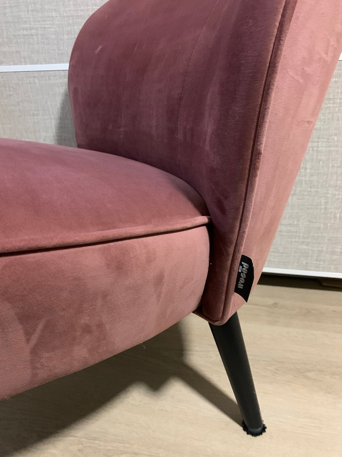 Woood Fauteuil Sara Velvet - Roze, Ophalen, Minder dan 75 cm, Zo goed als nieuw, Stof