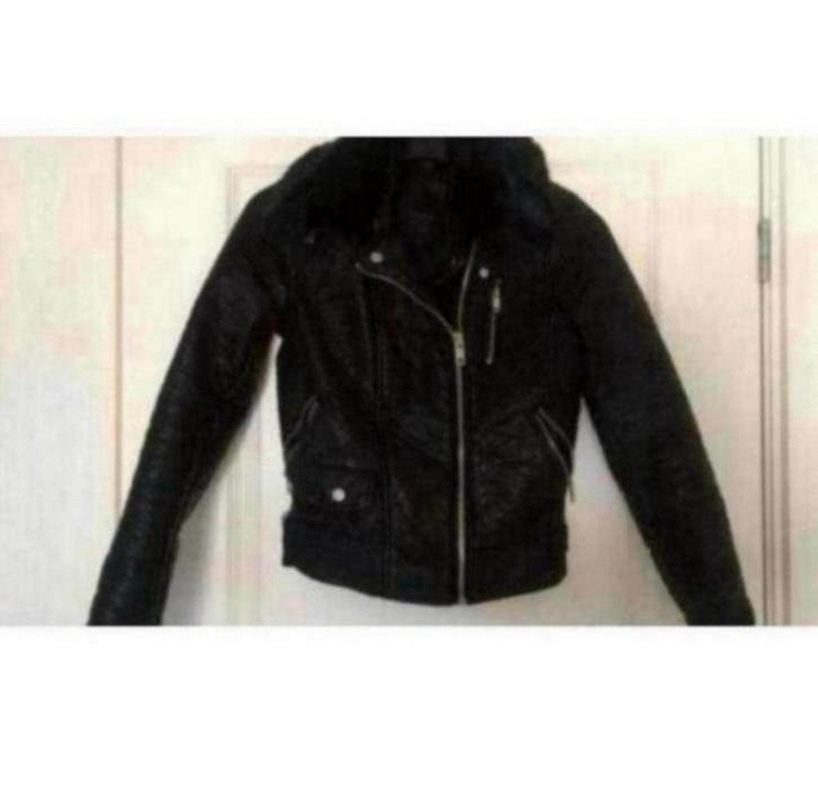 Leren jas Zara maat S met bontkraag, Kleding | Dames, Ophalen of Verzenden, Gedragen, Maat 36 (S), Zwart