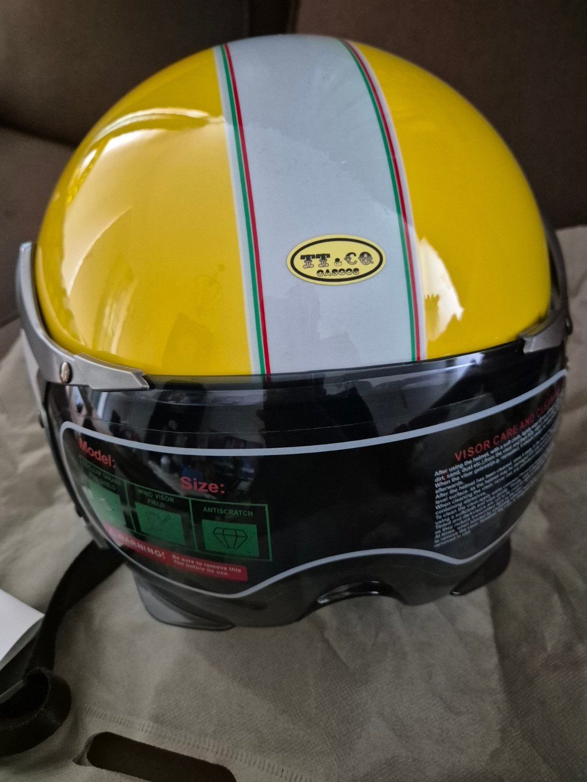Gele TT&CO Cascos Jethelm - Nieuw met vizier, M, Dames, Jethelm, Ophalen of Verzenden