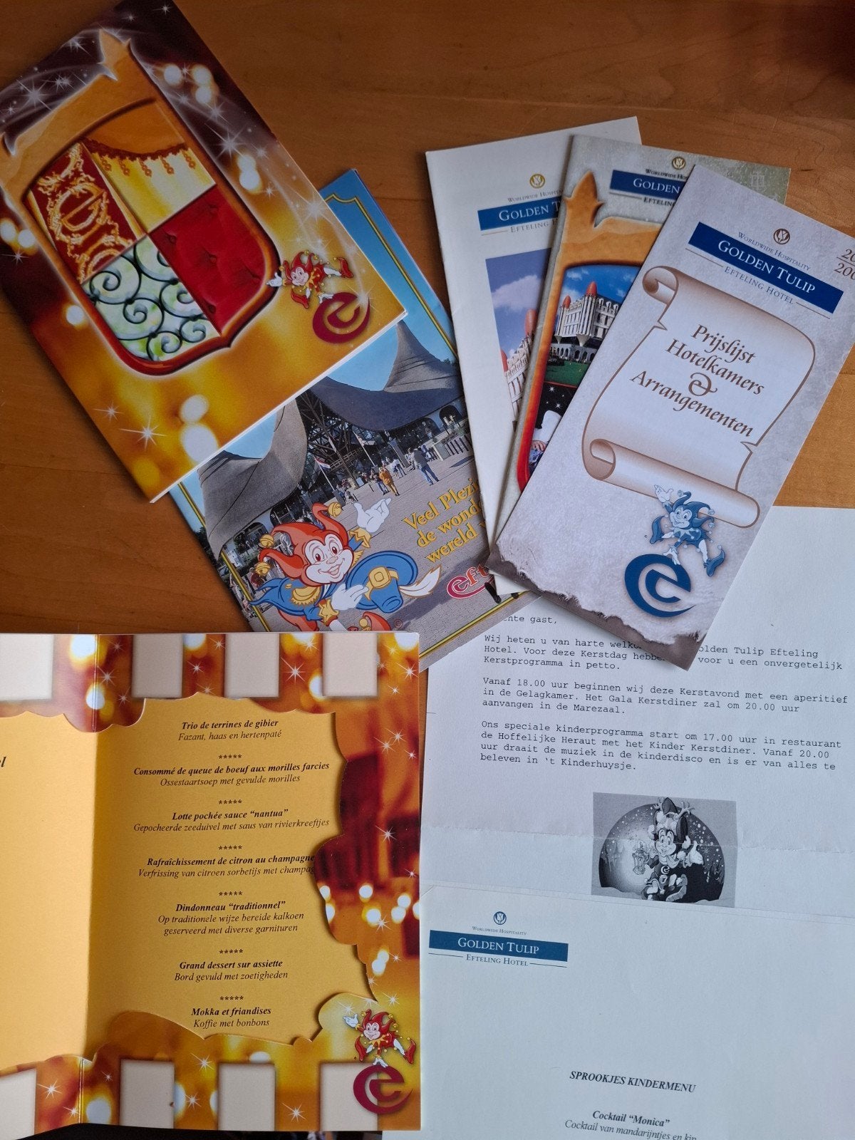 Efteling Golden Tulip Hotel documentatie en menu's, Verzamelen, Efteling, Ophalen of Verzenden