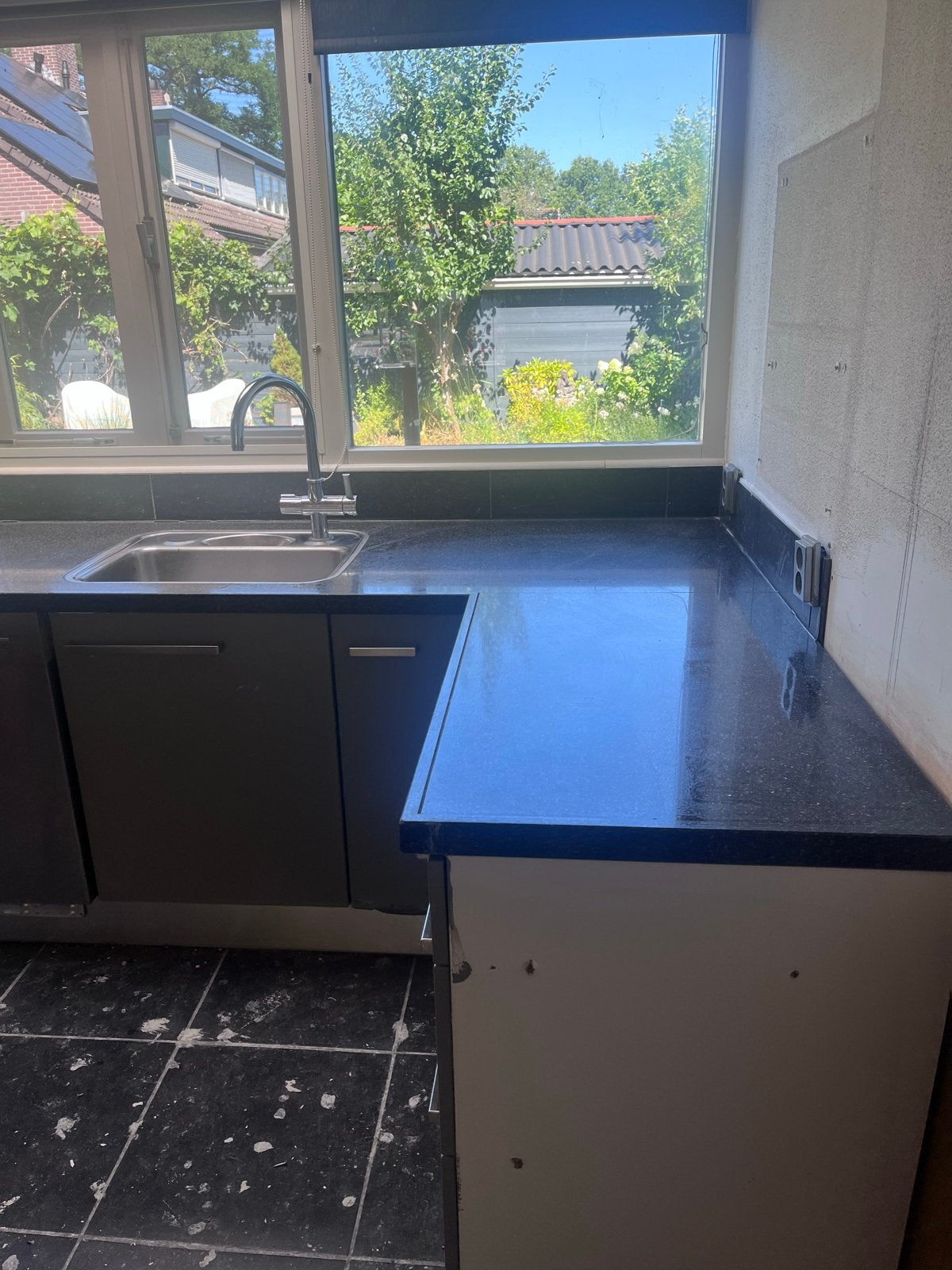 Donker composiet keukenblad, Ophalen, Gebruikt, Minder dan 100 cm, Grijs