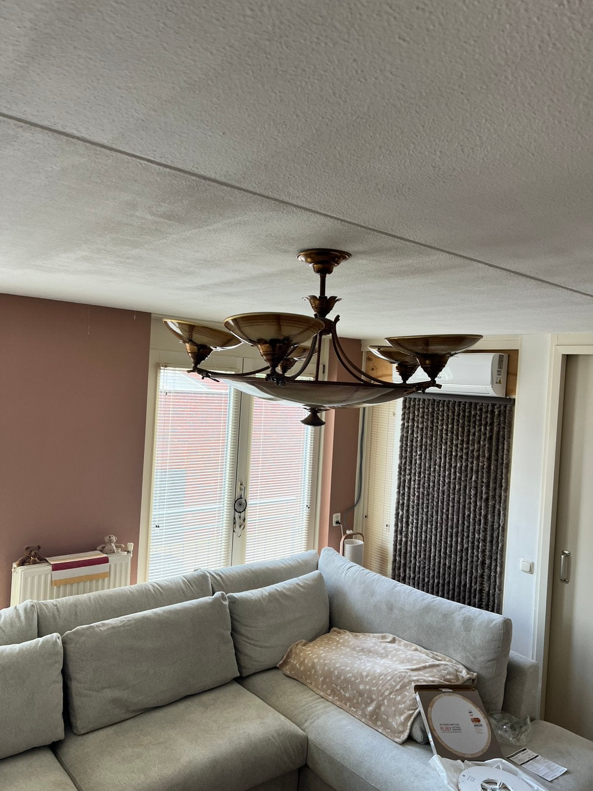 Art Deco mooie grote koperen kroonluchter, Ophalen of Verzenden, Zo goed als nieuw, Minder dan 50 cm
