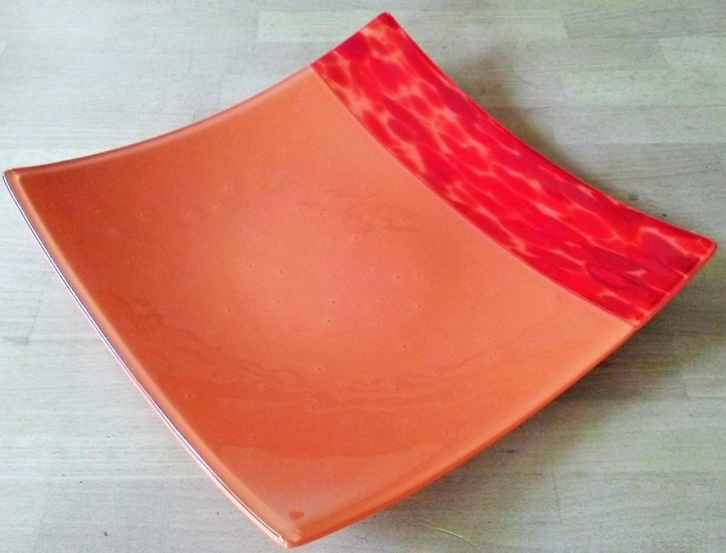 Glazen schaal vierkant, handgemaakt in eigen atelier, Schaal, Almere, Vierkant, Nieuw