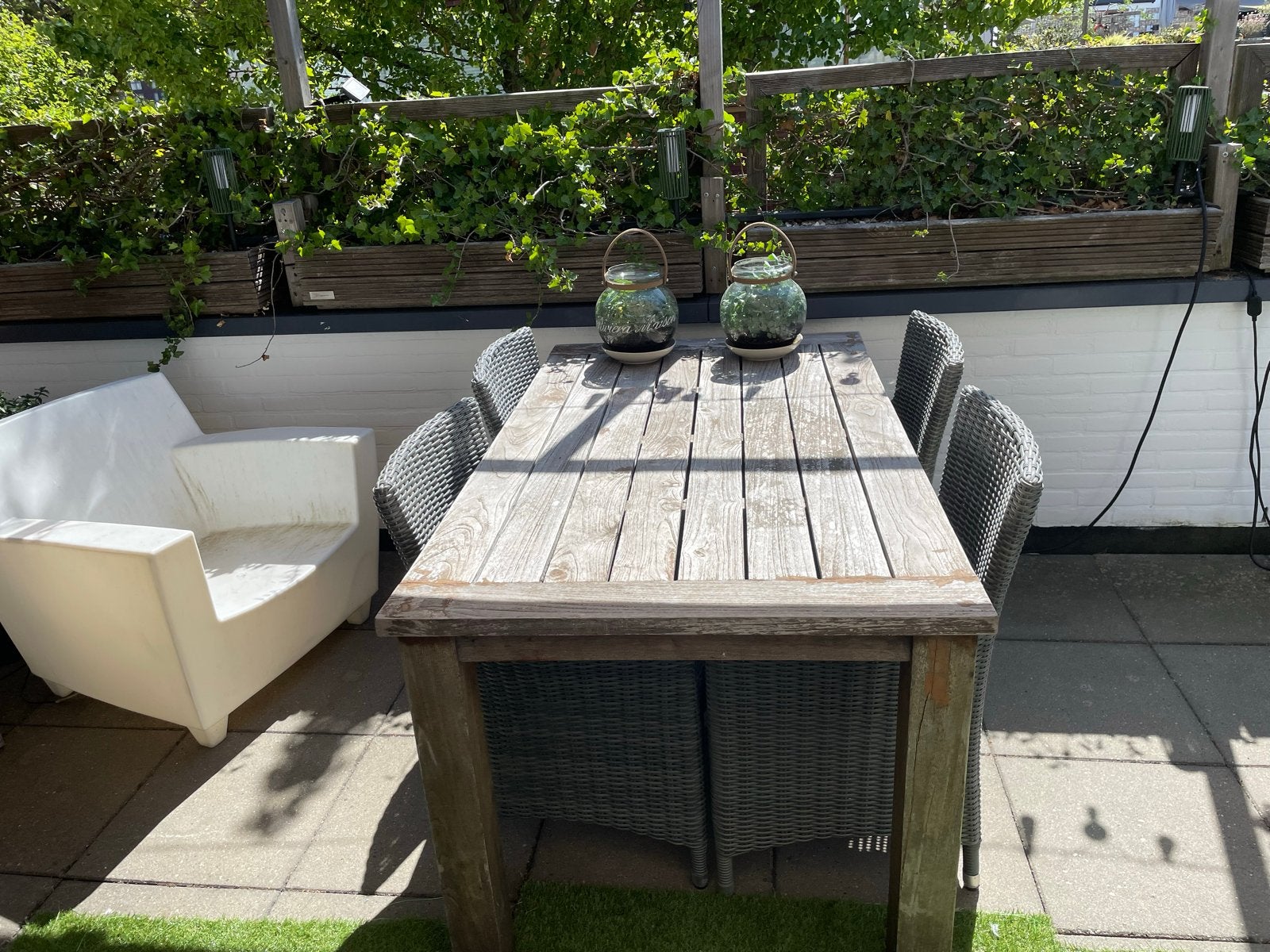 Hardhouten tuinset met of zonder 4 stoelen, Tuin en Terras, Tuinsets en Loungesets, Ophalen, 4 zitplaatsen, Gebruikt, Eettafel
