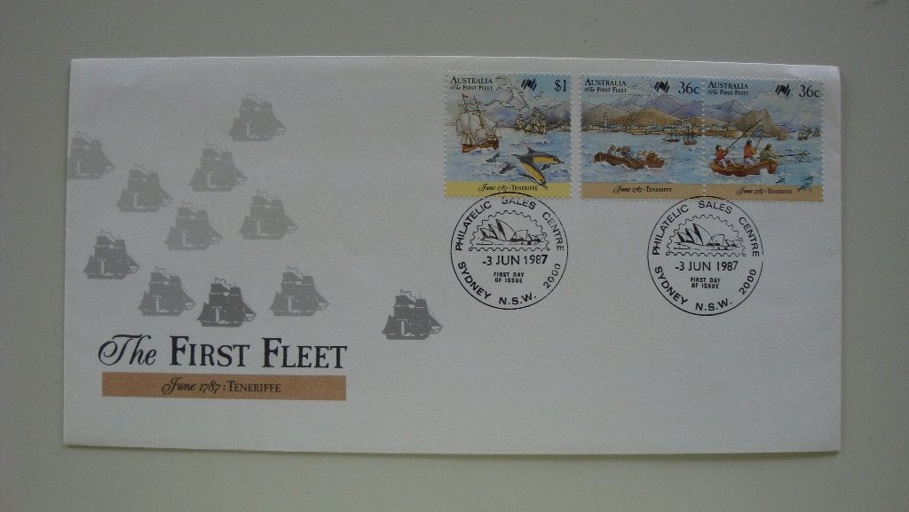 FDC Eerstedagenvelop Australie The first fleet Tenerife 1987, Postzegels en Munten, Postzegels | Eerstedagenveloppen, Ophalen of Verzenden