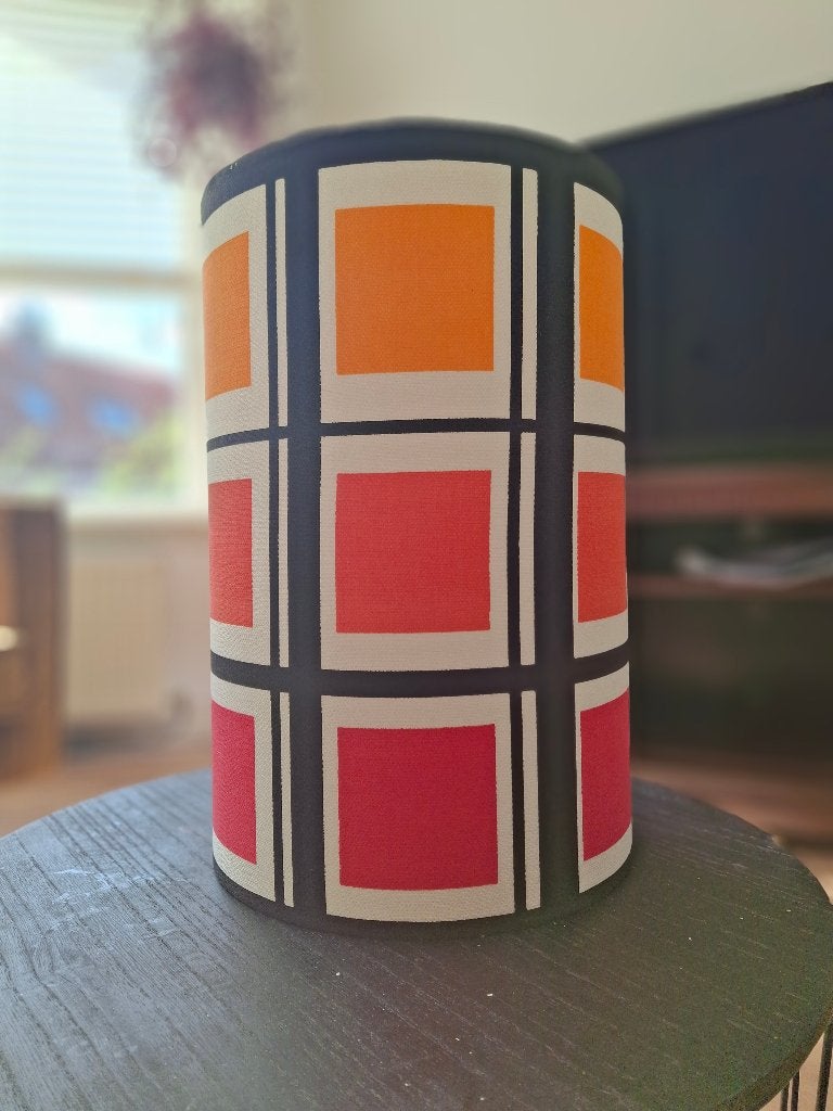Handgemaakte lampenkap van viscose, retro Mondriaans, Meerkleurig, Rond, Nieuw, Ophalen of Verzenden