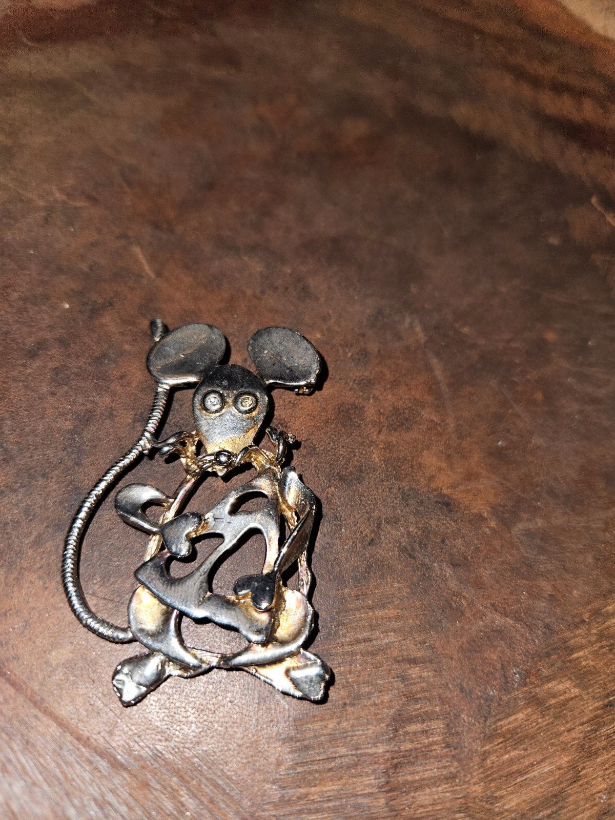 Vintage Muis Broche - Zilverkleurig met Gouden Accenten, Sieraden, Tassen en Uiterlijk, Overige materialen, 4 tot 7 cm, Gebruikt