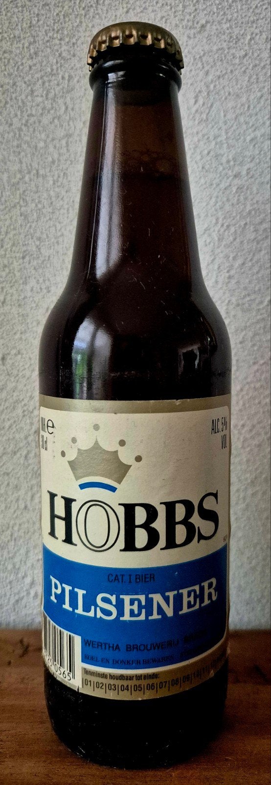 1994 fles HOBBS pilsener WERTHA br. BREDA. Verzamelaar, Verzamelen, Ophalen of Verzenden, Zo goed als nieuw, Flesje(s), Overige merken