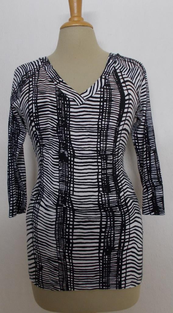 Aparte zwart/witte print top van Juffrouw Jansen! M, Maat 38/40 (M), Overige kleuren, Ophalen of Verzenden, Zo goed als nieuw