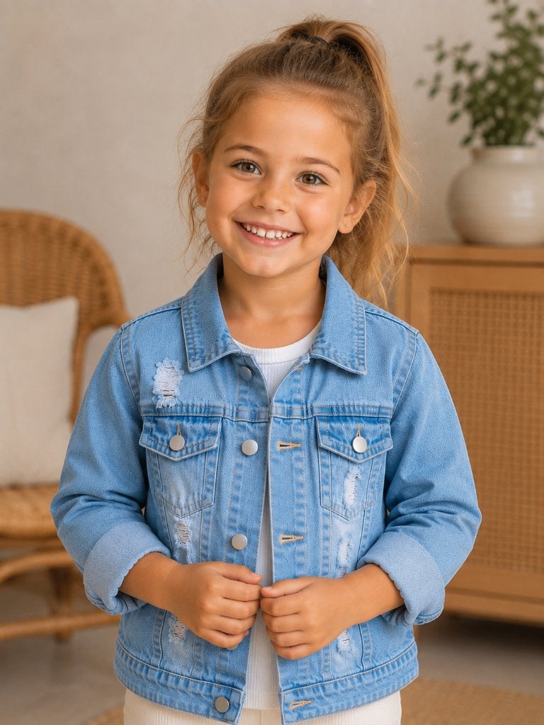 Spijkerjas Chicaprie lichtblauw maat 110-116 NIEUW, Kinderen en Baby's, Kinderkleding | Maat 110, SO, Meisje, Nieuw, Info@juniorcompany.nl