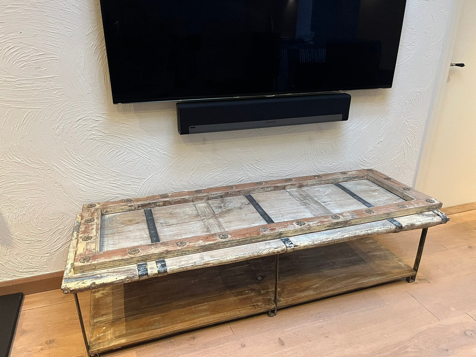 Antieke lage tafel 160b x 60d, Huis en Inrichting, Tafels | Salontafels, Ophalen, 100 tot 150 cm, 50 tot 100 cm, Minder dan 50 cm