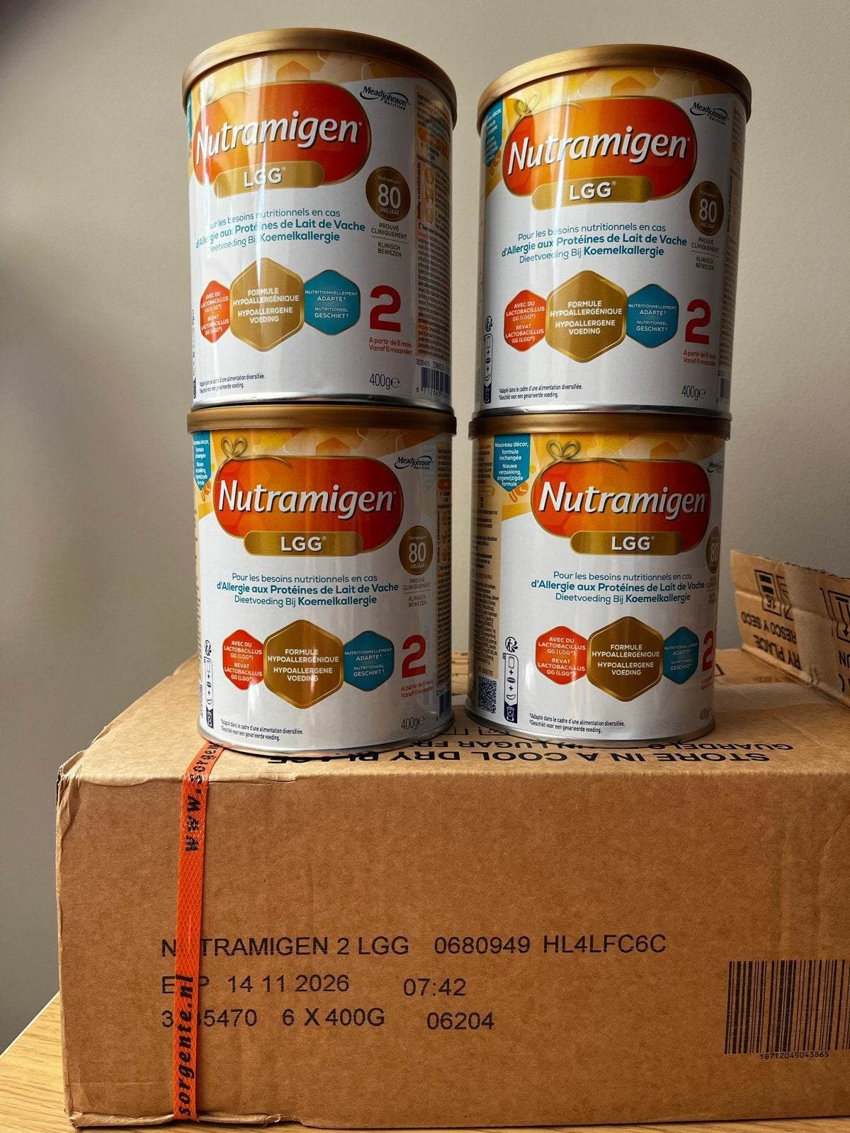 4x Nutramigen LGG 2 (400g) - Dieetvoeding Koemelkallergie, Ophalen of Verzenden, Nieuw, Overige typen, Overige merken