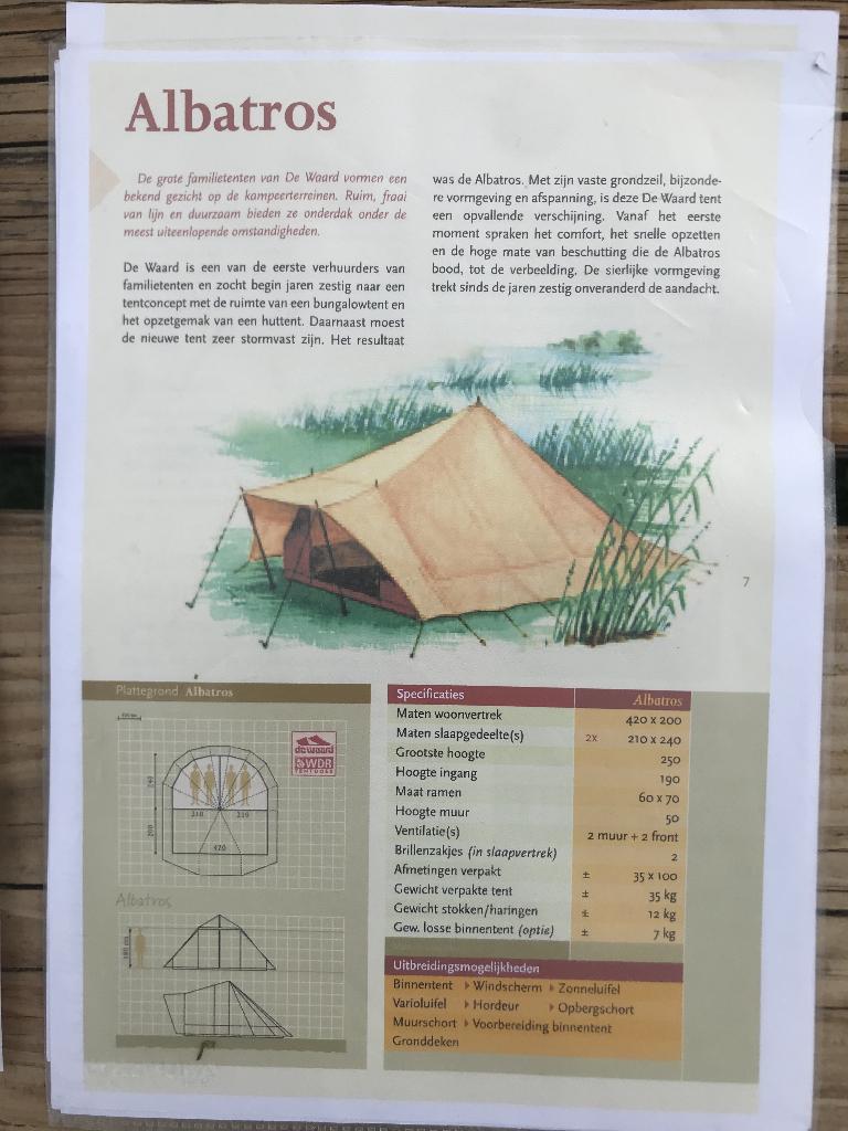 De Waard Albatros tent met div. toebehoren, Caravans en Kamperen, Tenten, Ophalen, Zo goed als nieuw, Tot en met 4