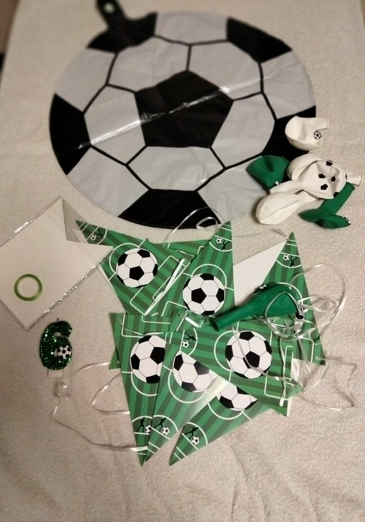 verjaardagsversiering "voetbal" 6 jaar / feestversiering, Ophalen of Verzenden, Gebruikt, Versiering, Verjaardag