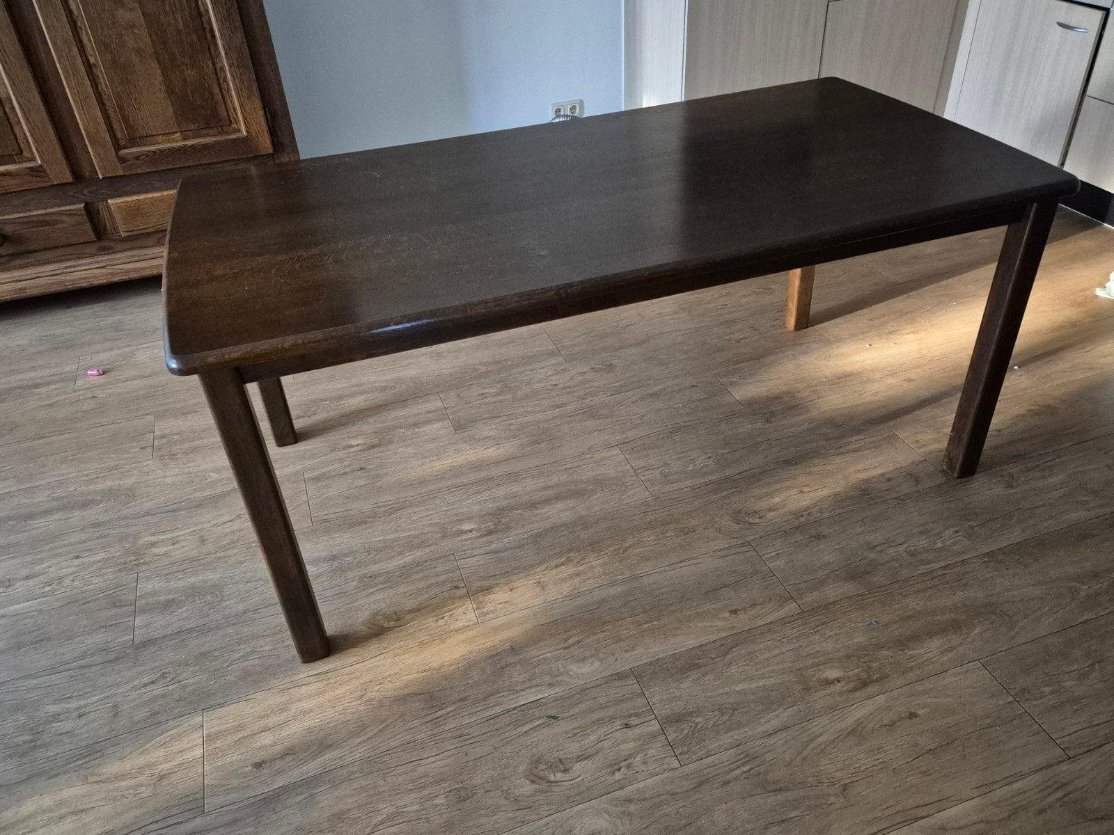 Donker eiken eettafel, Ophalen, Gebruikt, 50 tot 100 cm, Vijf personen of meer