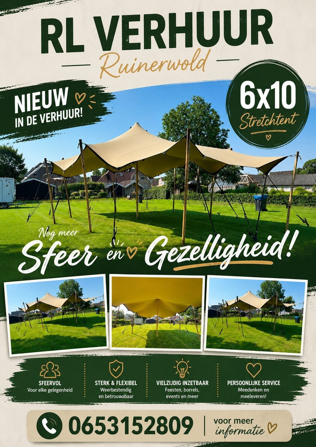 6x10 Stretchtent te huur - RL Verhuur Ruinerwold, Verzenden, Nieuw