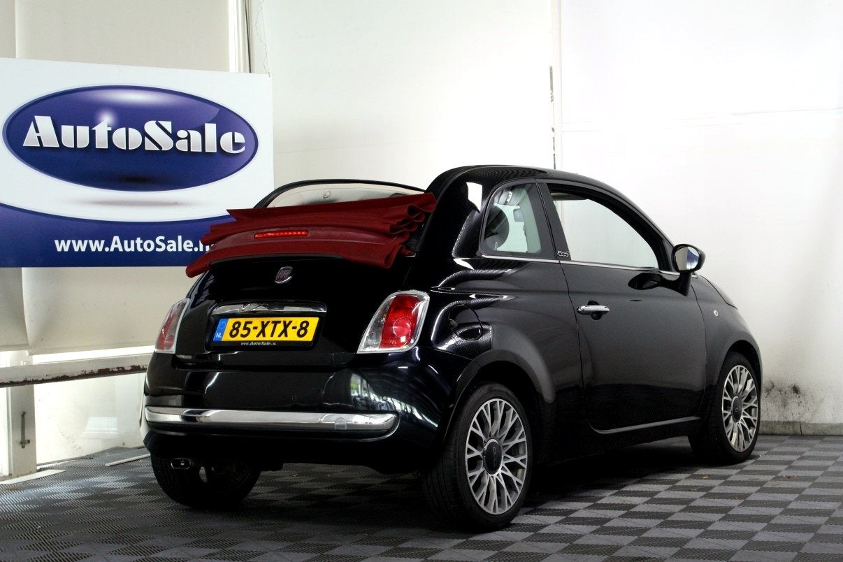 Fiat 500C 0.9 TwinAir Lounge Cabrio NAP km stand 52000 LEDER, Euro 5, 86 pk, Zwart, Cabriolet