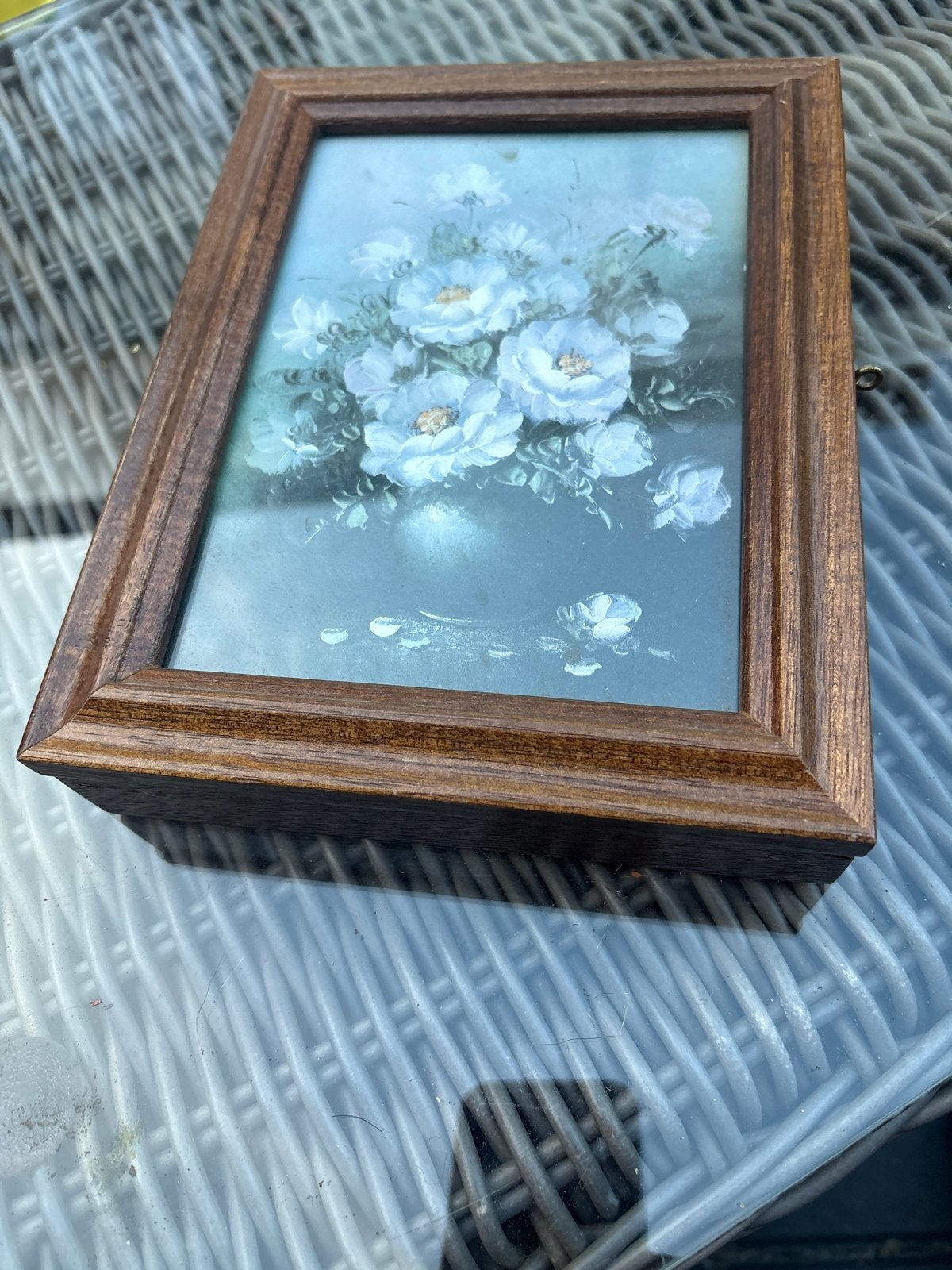Vintage sleutelkastje met bloemenprint, Gebruikt, Ophalen of Verzenden, Bruin, Vintage