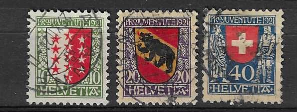 Zwitserland klassiek 1921 Mi. 172/174, Ophalen of Verzenden, Gestempeld