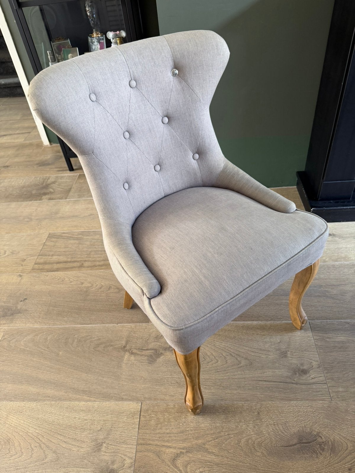 4x Riviera Maison eetkamerstoelen - Lichtgrijs, Ophalen, Gebruikt, Vier, Stof