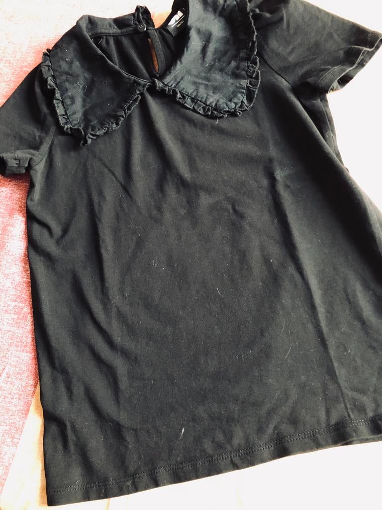 Zwarte tricot blouse met kraagje JM146/152, Kinderen en Baby's, Ophalen of Verzenden, Zo goed als nieuw, Meisje, Overhemd of Blouse