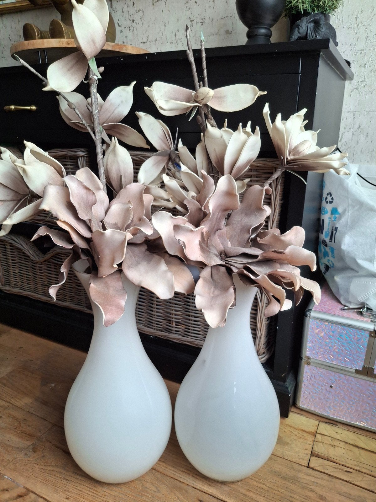 Witte HEMA Vazen - 40cm hoog, Wit, Ophalen of Verzenden, Geschikt voor droogbloemen, Glas
