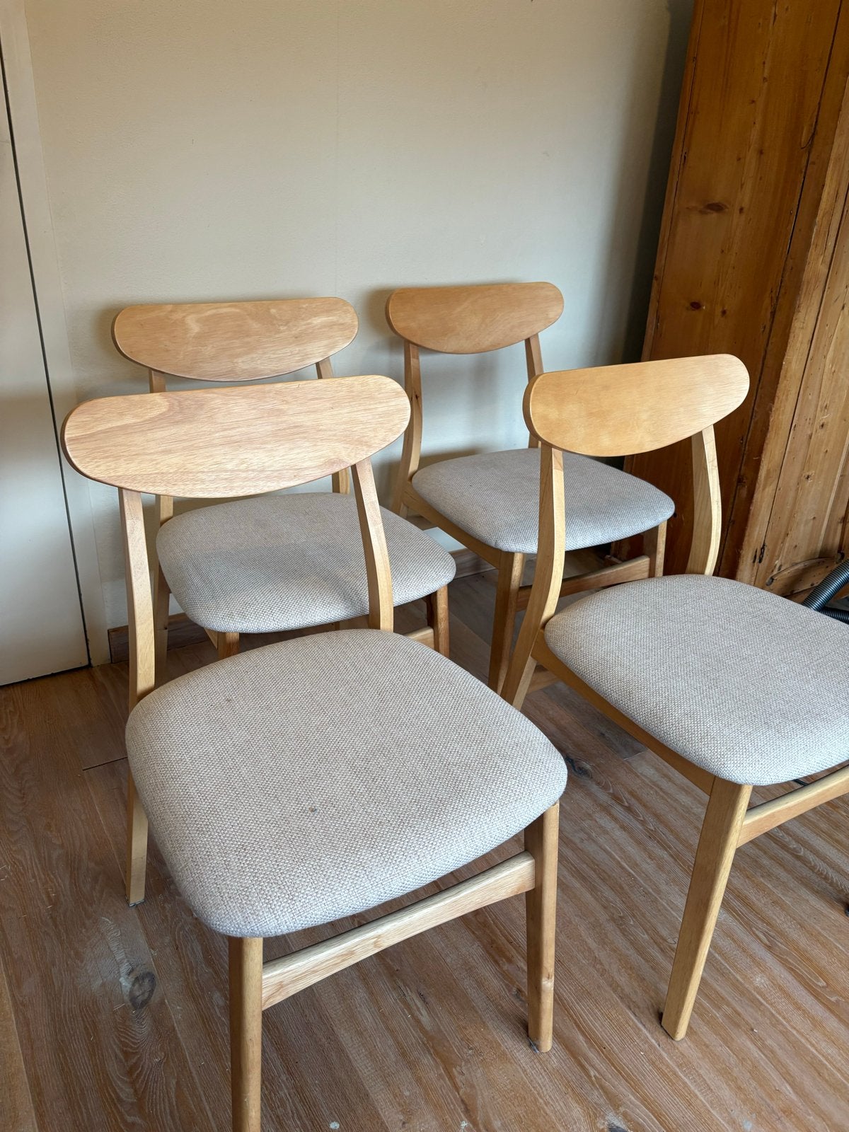4 Japandi/Scandinavische stoelen, Ophalen, Gebruikt, Overige kleuren, Vier