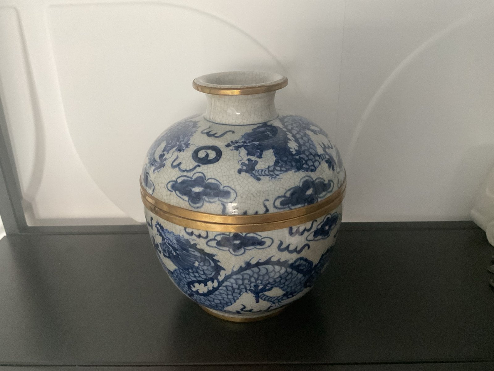 Antieke Chinese gemberpot met drakenmotief, Ophalen of Verzenden