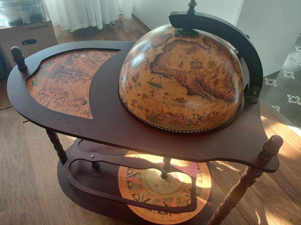 Costway globebar / drankenkast op wielen, Ophalen, Gebruikt, Met klep(pen), Vintage
