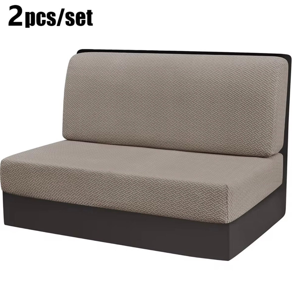 2x Elastische hoezenset voor zitkussens - Taupe, Ophalen of Verzenden, Nieuw