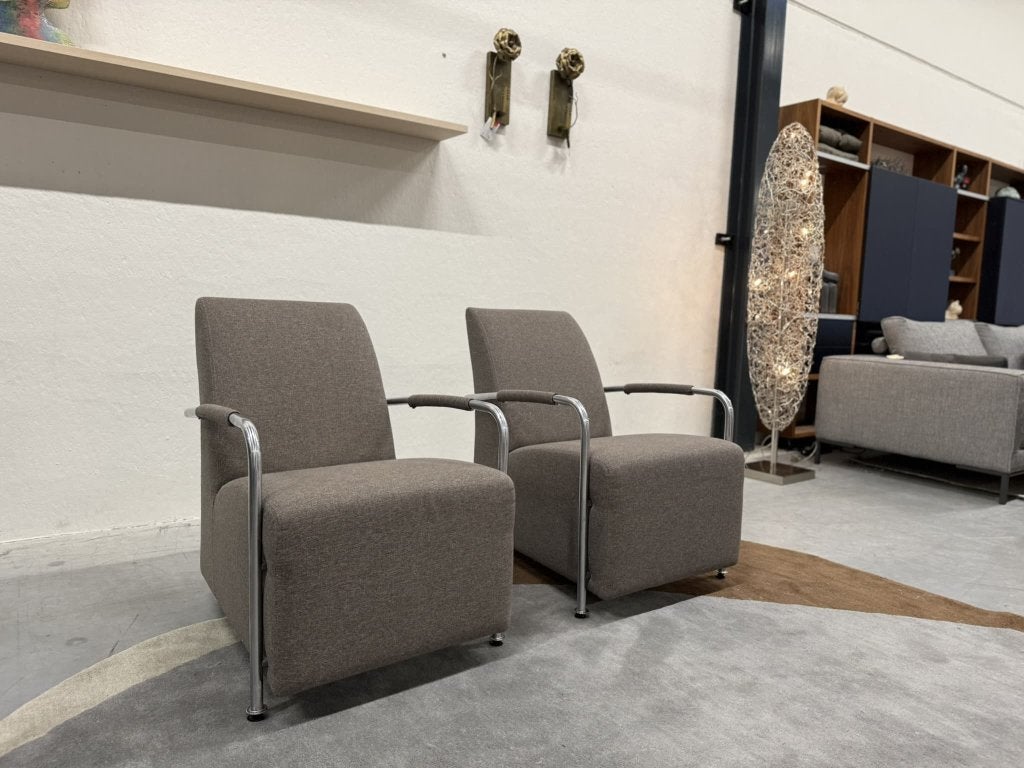 2 als nieuw Gelderland 6420 fauteuil stof Design stoel