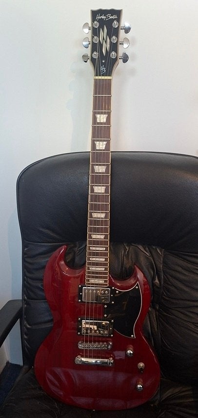 Harley benton DC deluxe, Ophalen, Zo goed als nieuw, Solid body, Overige merken