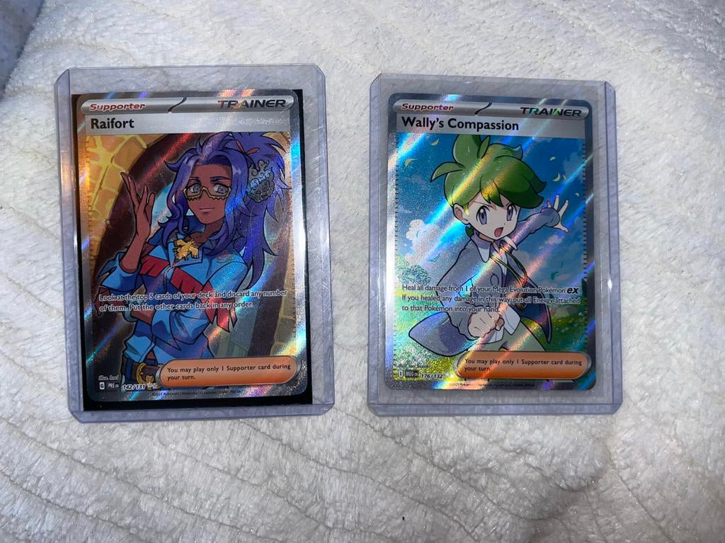 Pokémon TCG: Wally's Compassion & Raifort Supporter Kaarten, Ophalen of Verzenden, Zo goed als nieuw, Meerdere kaarten, Foil