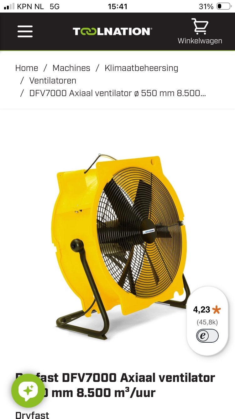 Dryfast DFV7000 Axiaal ventilator 550 mm 8.500 m³/uur, Witgoed en Apparatuur, Ophalen, Nieuw, Vloerventilator