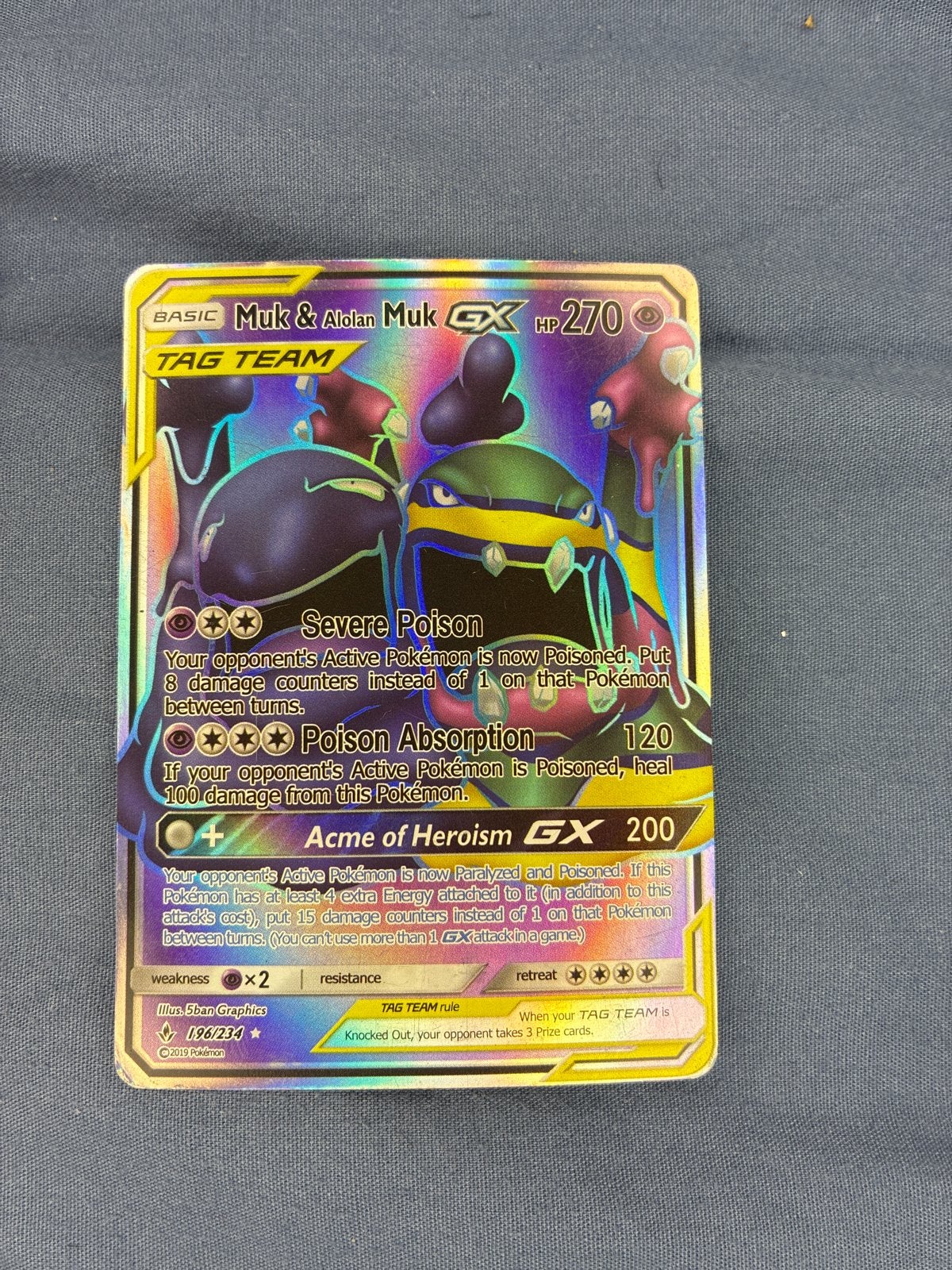Muk & Alolan Muk GX Pokémon kaart, Ophalen of Verzenden, Gebruikt, Losse kaart