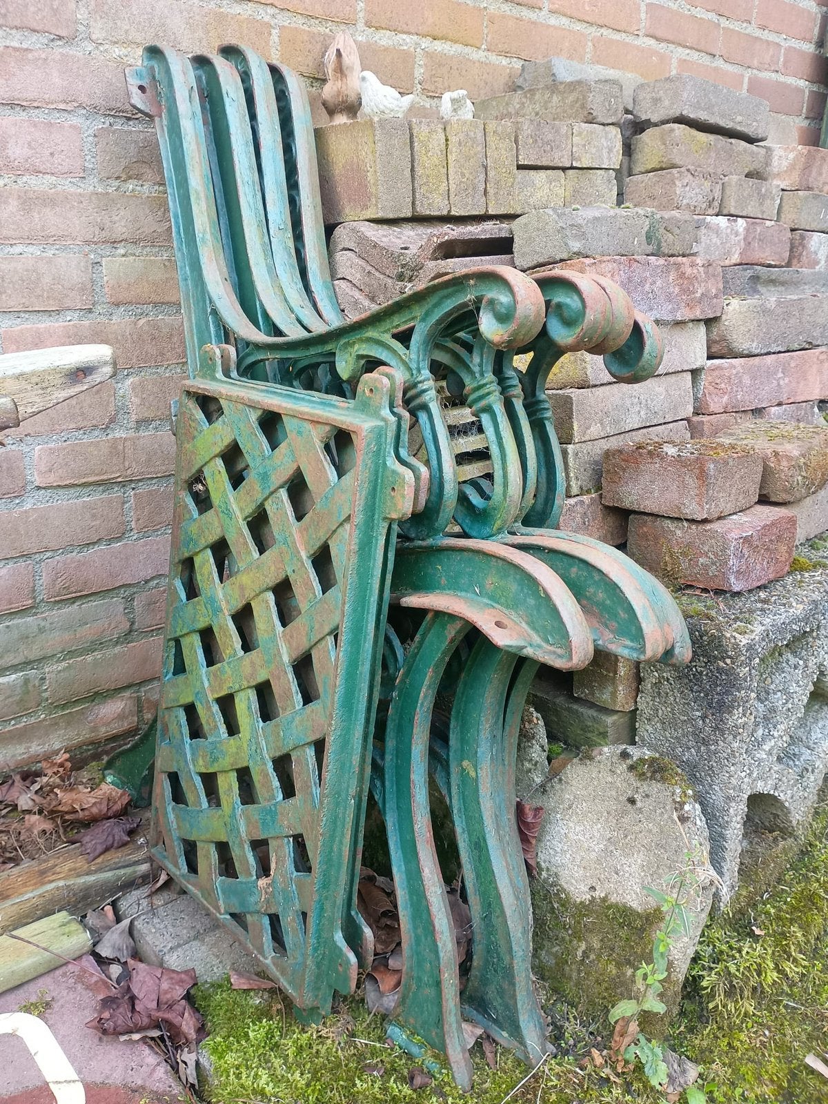 2x gietijzeren tuinbanken, Tuin en Terras, Tuinbanken, Ophalen, Gebruikt