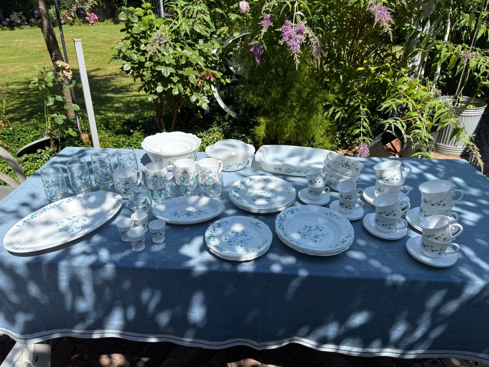 Compleet 4-pers Arcopal Veronica servies Vintage retro, Ophalen of Verzenden