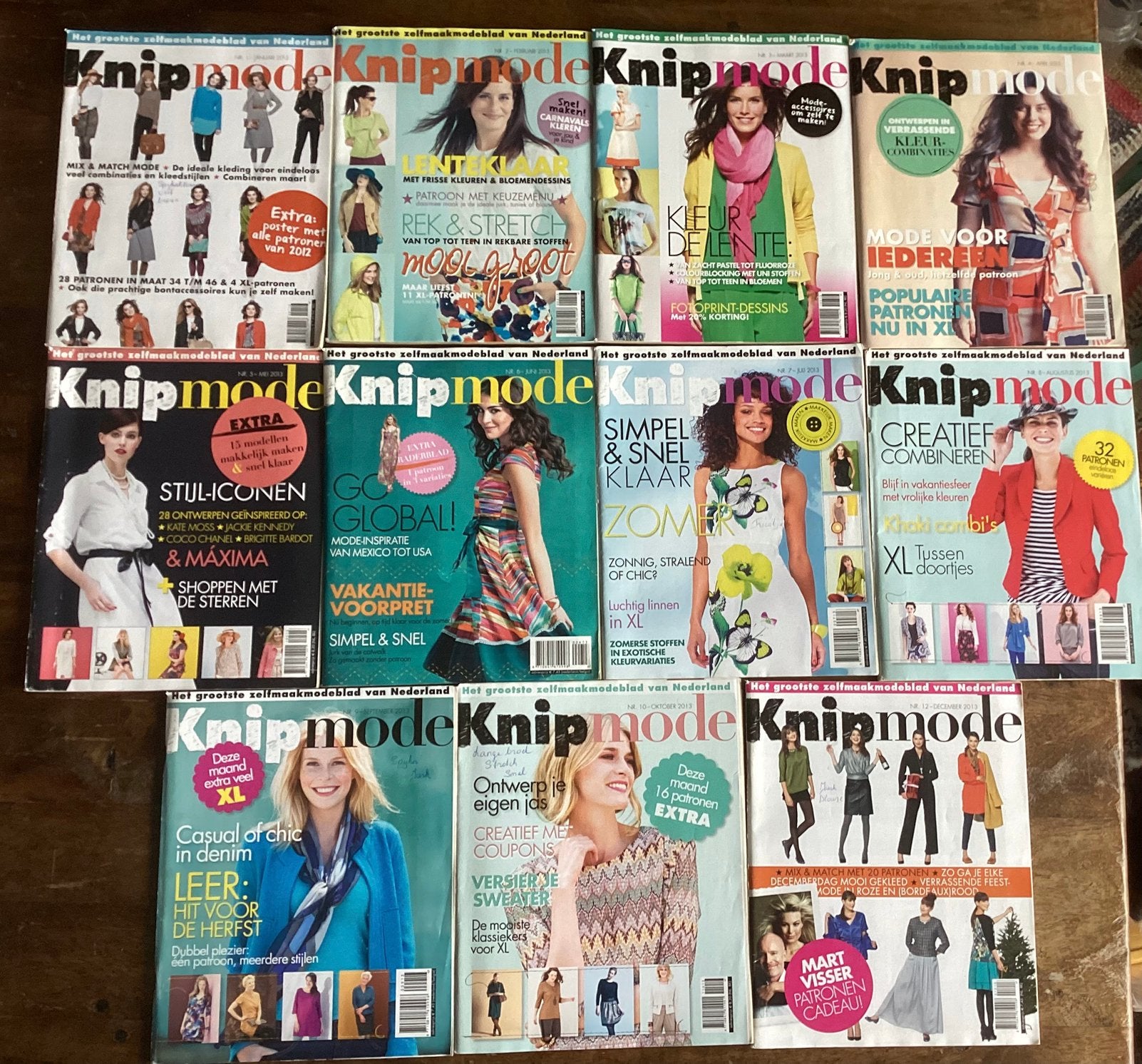 11x Knipmode naaitijdschriften 2013., Ophalen of Verzenden, Zo goed als nieuw, Vrouw, Knipmode