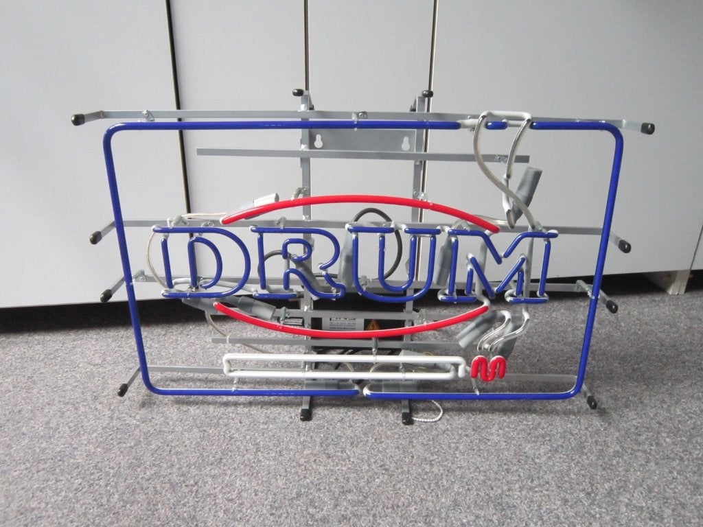 DRUM SHAG NEON LICHTRECLAME, Ophalen, Zo goed als nieuw, Lichtbak of (neon) lamp