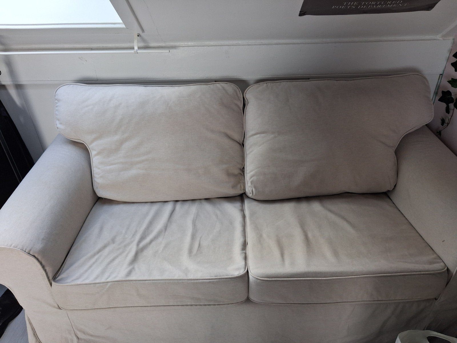 Comfortabele tweepersoonsbank - Crèmekleurig, Ophalen, Gebruikt, Klassiek, Comfortabel, 150 tot 200 cm
